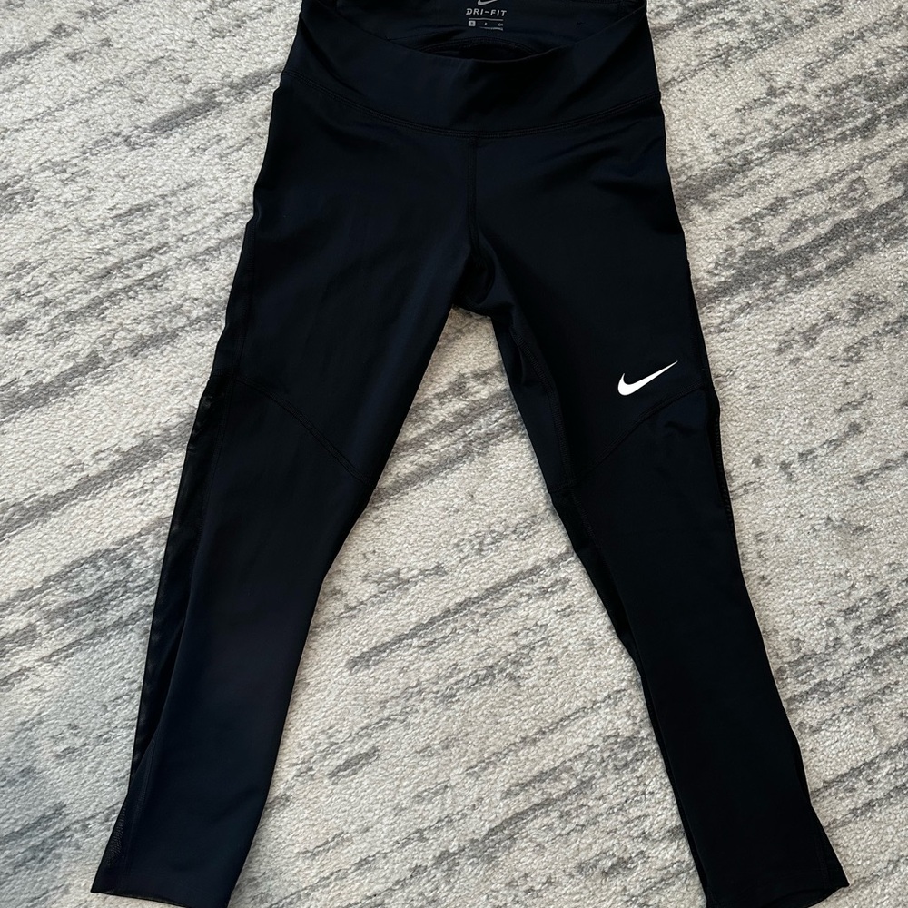 Nike Dri Fit Black Leggings with Mesh - Small